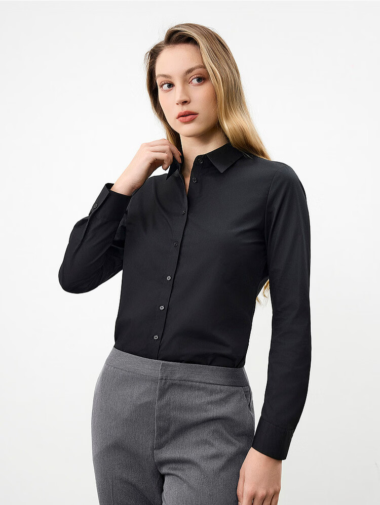 G2000 Women's 2026 Spring Summer Wrinkle-Resistant Non-Iron Long Sleeve Shirt with Bow Tie, Mall Edition 28