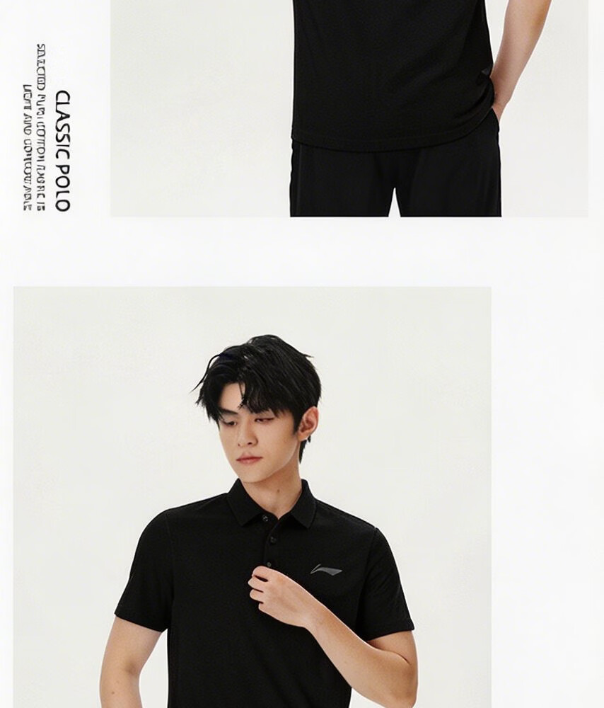 LI-NING Men's Polo Shirt Short Sleeve 2026 Summer New Cotton Breathable High-End Men's T-Shirt Sportswear 12