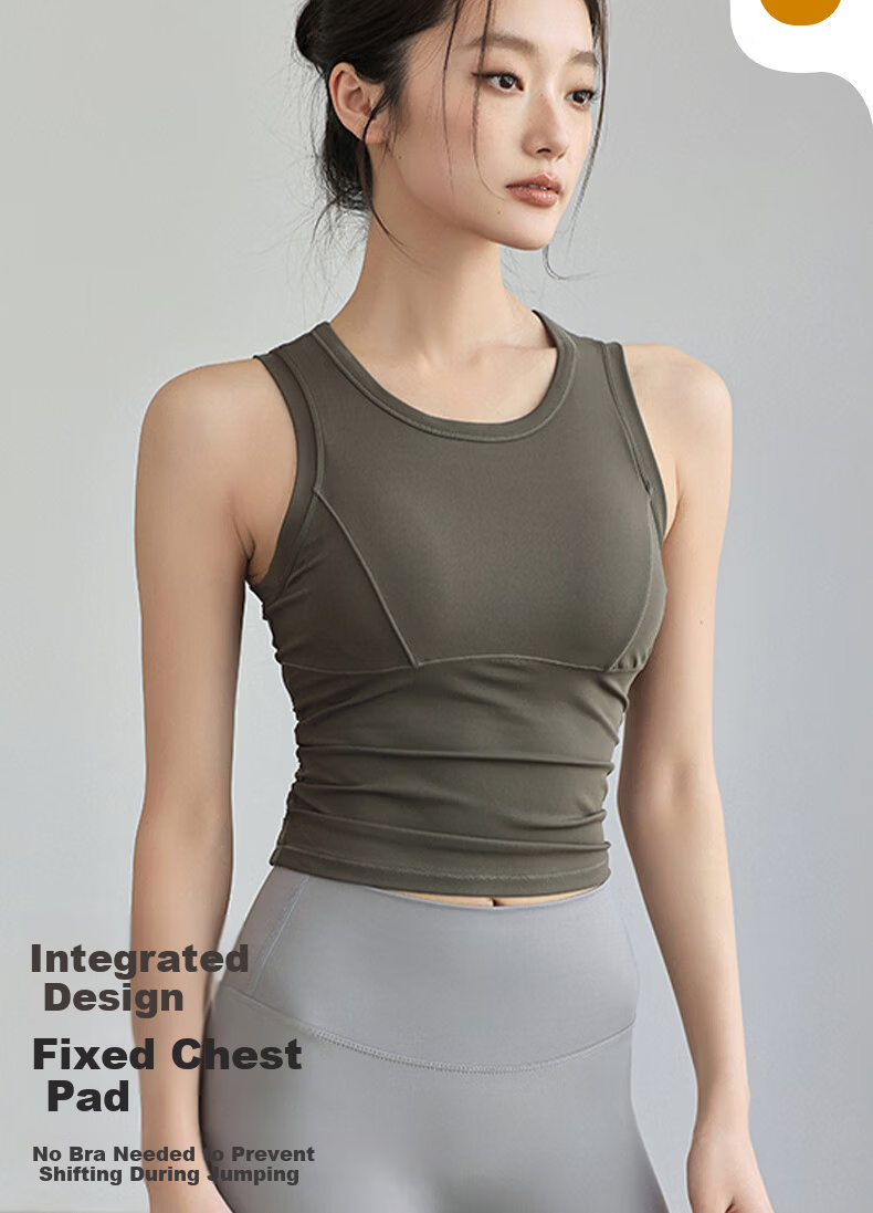 Xueqiman Women's Yoga Sports Bra Shockproof Push-up Sleeveless Vest Spring Summer Pilates Outerwear Fitness Bra 6