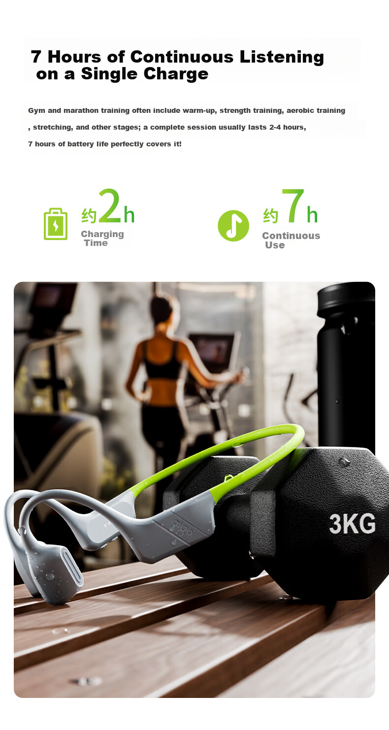 Aigo Bluetooth Earphones True Bone Conduction Earhook Sports Wireless IP68 Dustproof Waterproof MP3 Compatible for Kids Running Cycling GS08max Black 13
