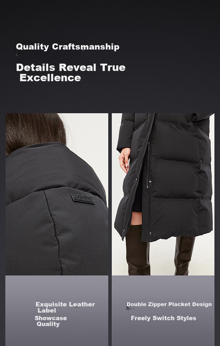Bosideng Off-Season Women's Winter Goose Down Thickened Hooded Business Commuter Versatile Extra Long Coat 12