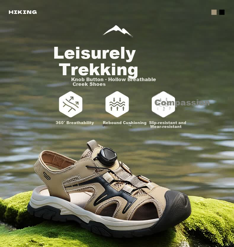 Belle Hollow Breathable Casual Sandals Men 26 Summer New Knob Buckle Outdoor Beach Shoes A2396BL6 Quicksand Brown Size 41 1