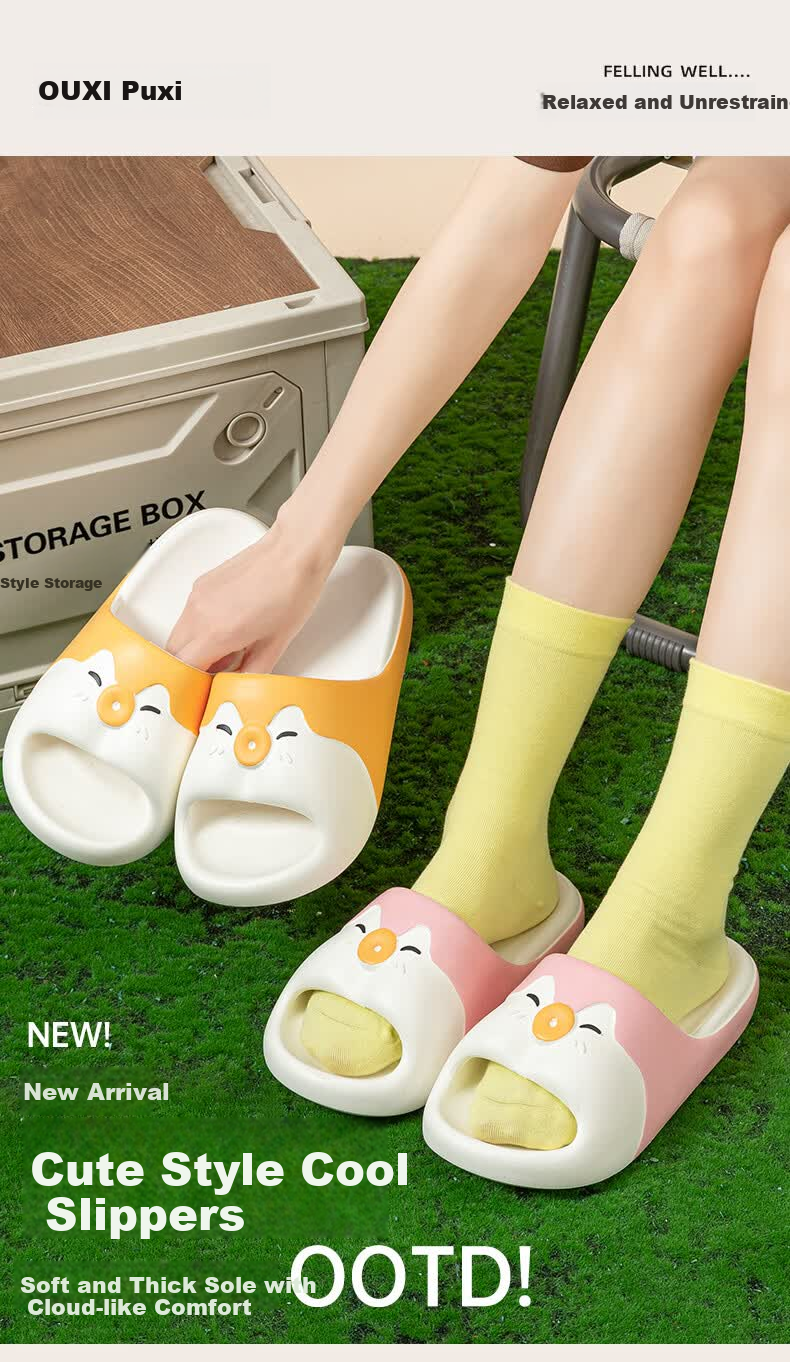 Puxi Women's Slippers 2026 New Indoor Home Non-Slip Odor-Resistant Summer Cartoon Cool Slippers Men Black Size 36-37 1