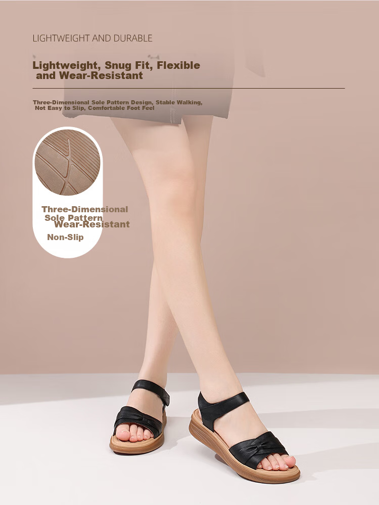 Red Dragonfly Women's Leather Breathable Soft Sole Casual Shoes Comfortable Lightweight Durable Mom Sandals WTK265731 Black Size 35 6