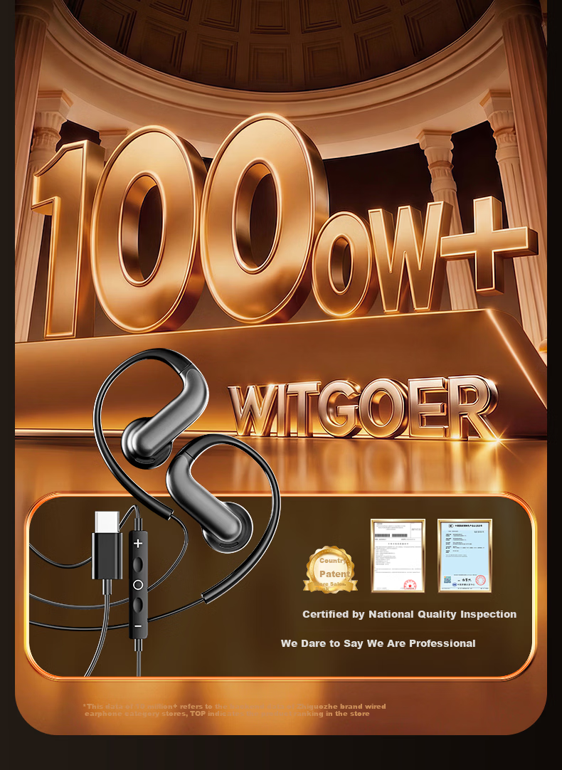 Zhiguozhe 2026 Latest Wired Earhook Earphones with Microphone 2-in-1 Type-C Desktop Laptop Non-In-Ear Comfortable 3.5mm Non-Bone Conduction 3