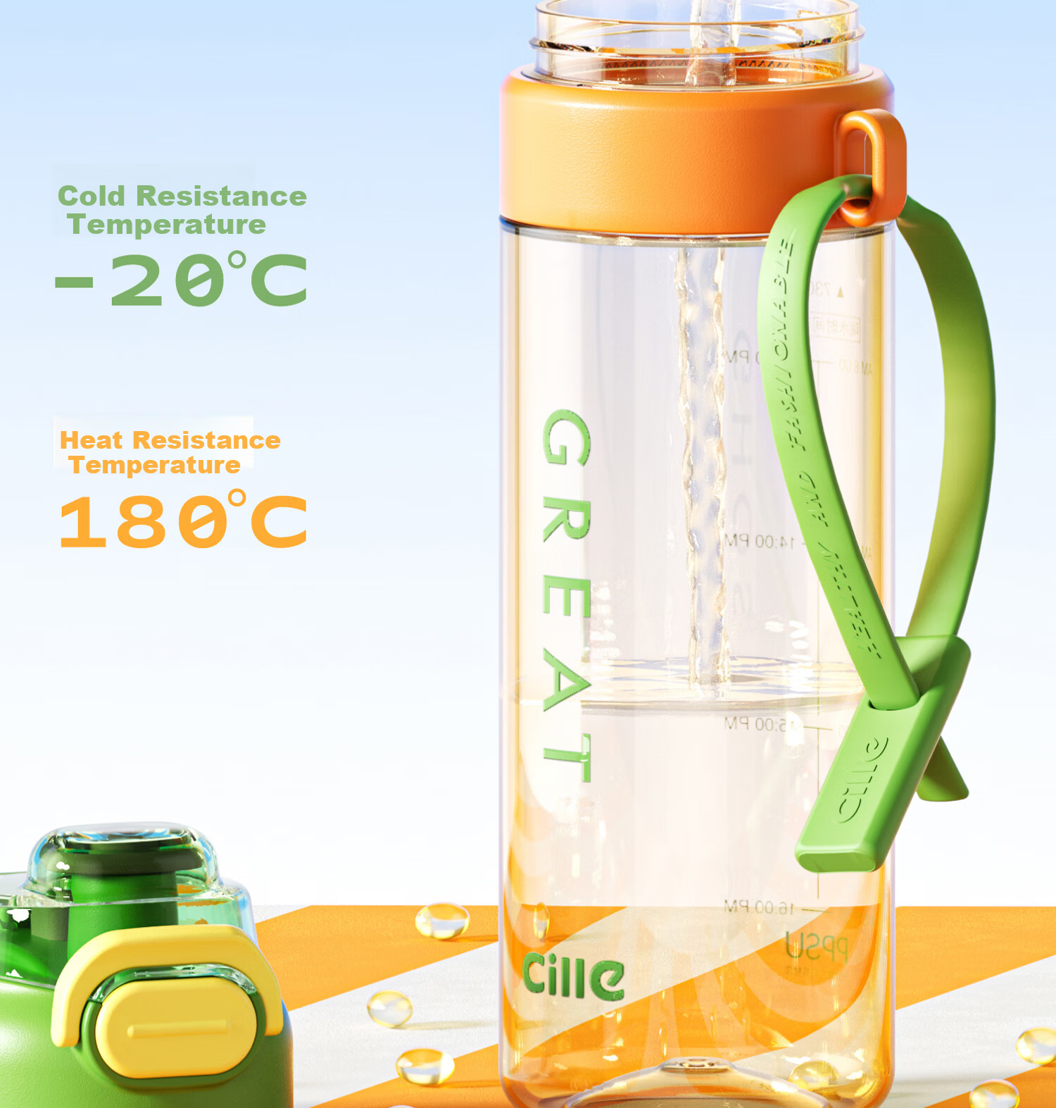 Cille Cooling Mist Hydration Bottle Summer Running Fitness Sports Water Bottle Outdoor Cycling Large Capacity Portable Hiking 14
