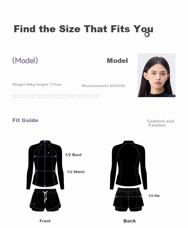 Keep Women's Two-Piece Long Sleeve Sun Protection Swimsuit for Plus Size Girls Conservative Hot Spring Swimwear 925 Black XL 16