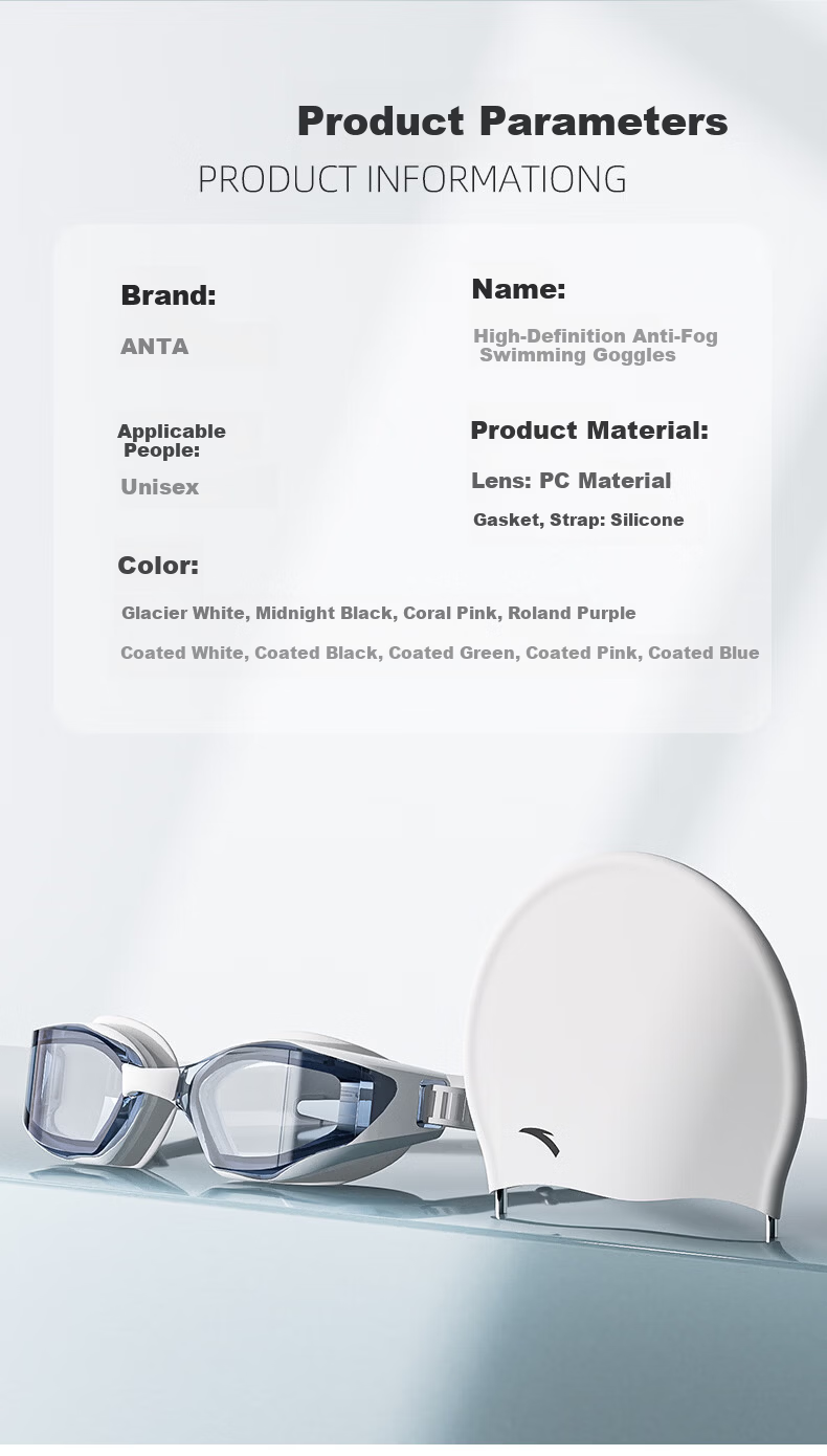 ANTA Swimming Goggles Unisex HD Waterproof Anti-Fog Mid-Frame Professional Training Swim Glasses Black Myopia 400 Degree 8