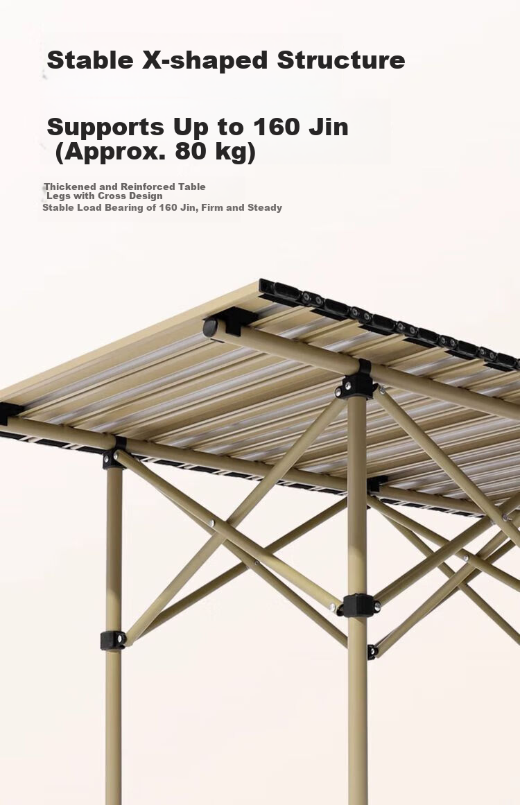 CAMEL Outdoor Portable Folding Aluminum Alloy Table Long Camping Picnic Table 174BL03667 Black 6