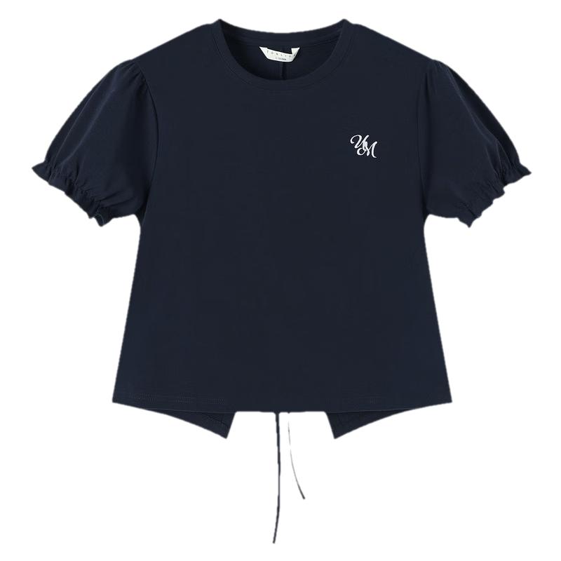 TonLion [Cooling Technology] 2026 Summer Women's Tie-Back Short Sleeve T-Shirt Solid Color Casual Comfortable Premium Feel