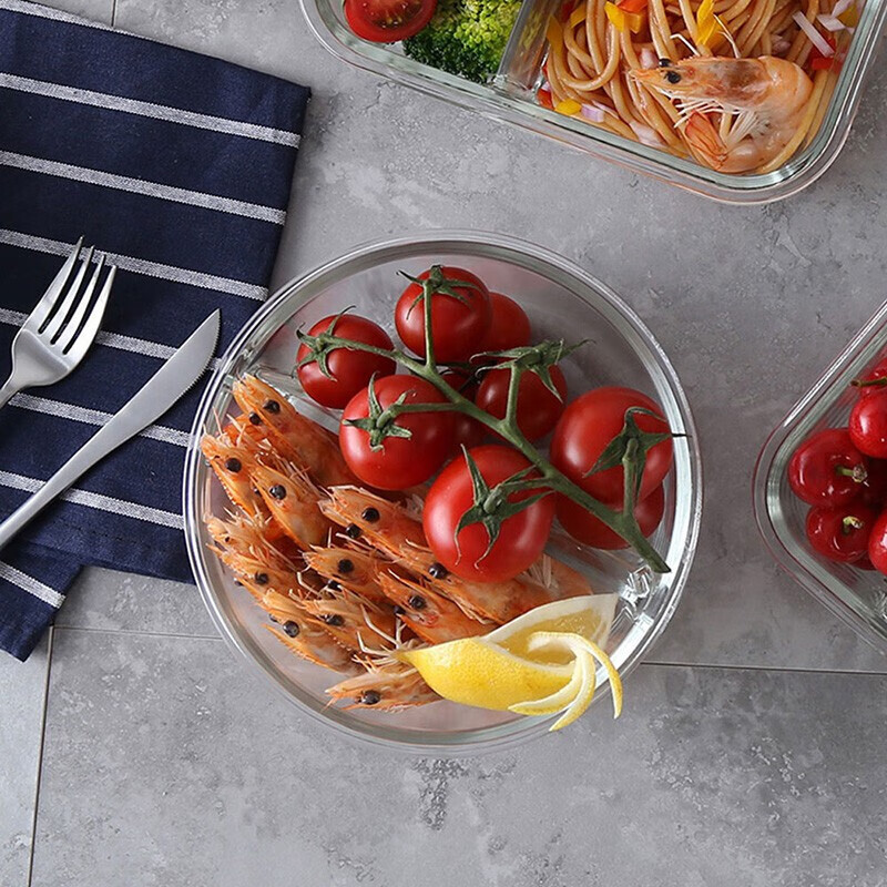 LOCK&LOCK Heat-Resistant Glass Food Storage Container, Large Capacity Lunch Box, Noodle Bowl, Sealed Bento Box, Meal Container, Refrigerator Storage Box, 950ML