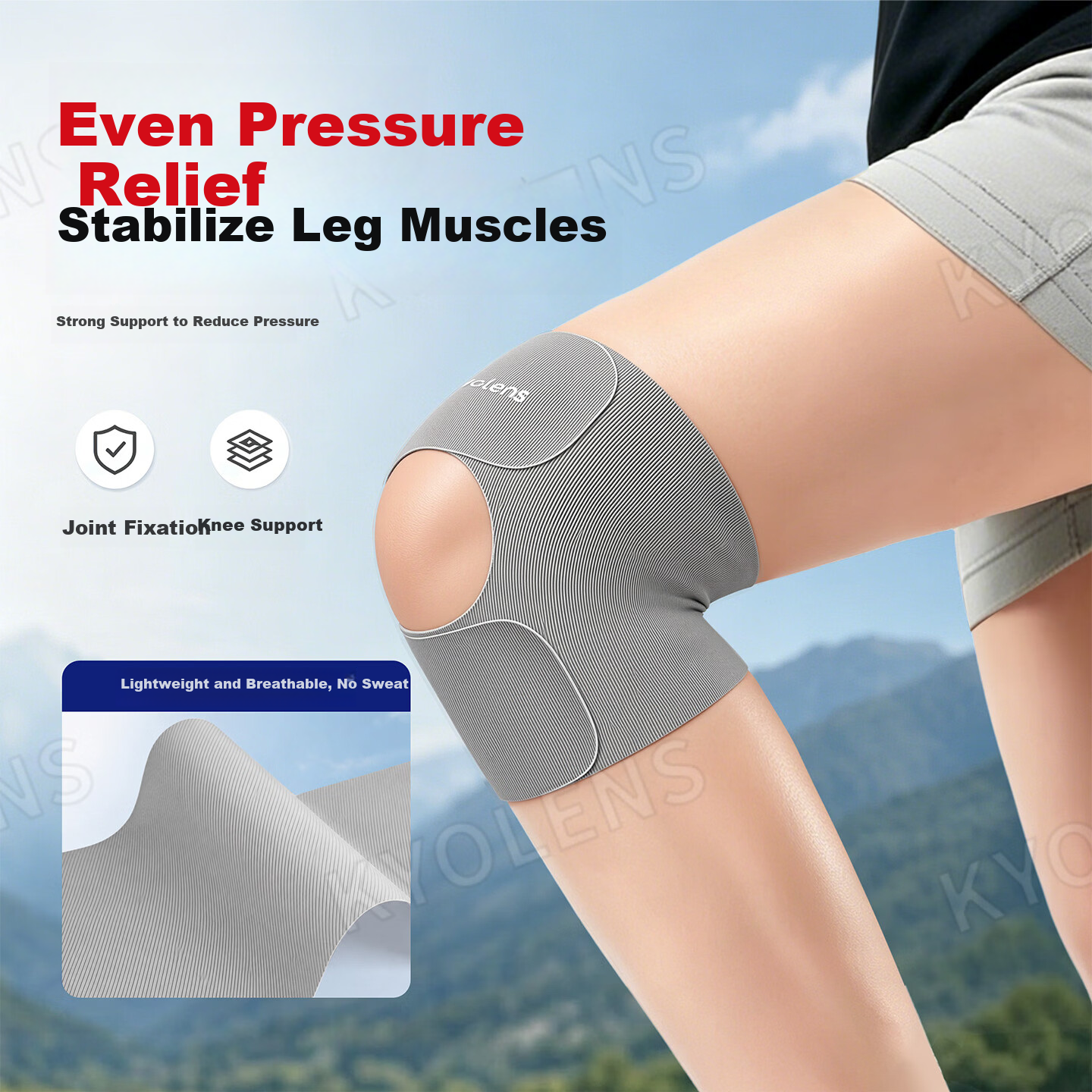 KYOLENS Knee Support Professional Sports Knee Brace Men Women Summer Lightweight Meniscus Injury Protection for Hiking Running Basketball 2