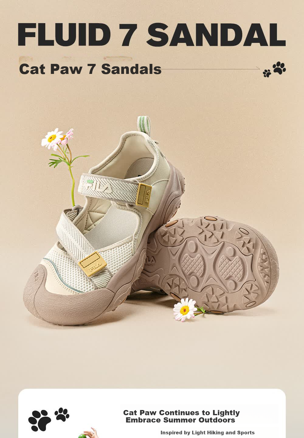 FILA Cat Paw 7 Mary Jane Sandals Women's Summer 2026 New Sports Beach Sandals 2
