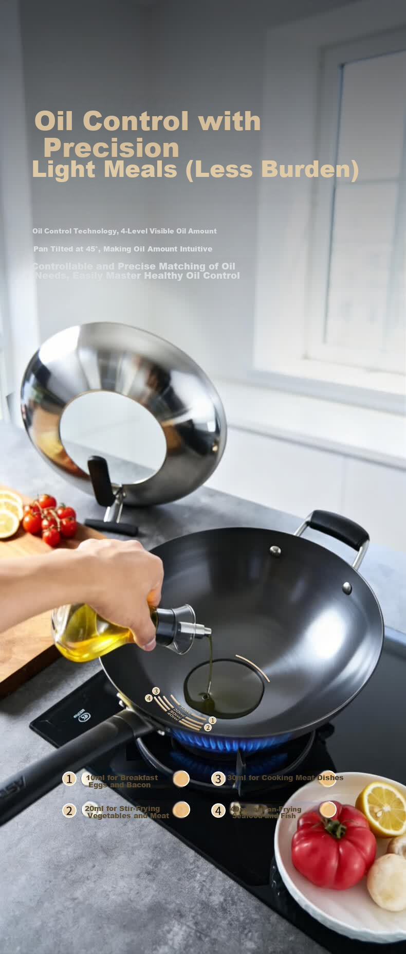 ASD Carbon Steel Wok Non-Coated Rust-Resistant Household Stir-Fry Pan Round Bottom 32cm Gas Stove Compatible 9