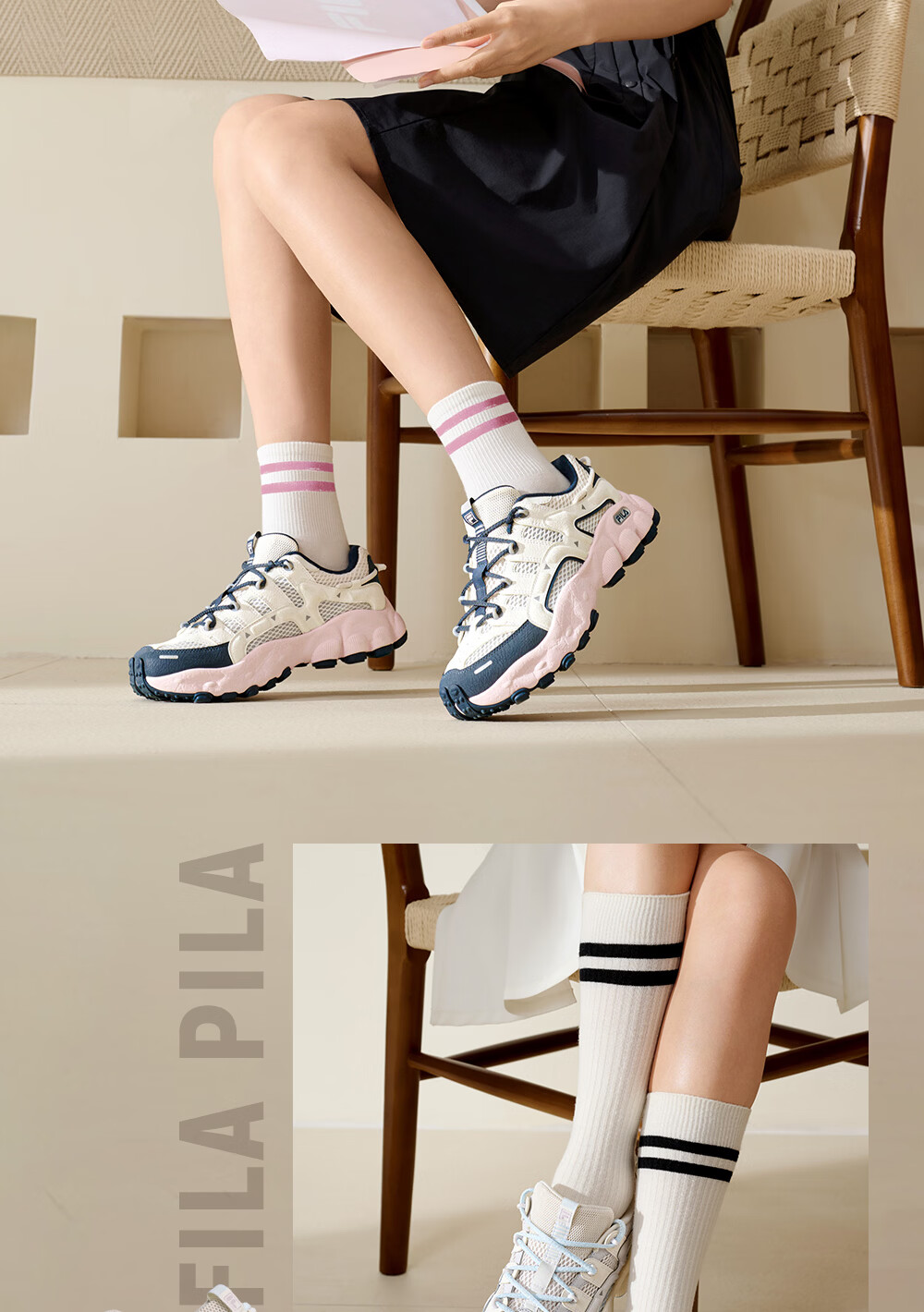 FILA Official Women's PILA Dad Sneakers 2026 Summer New Retro Casual Sports Shoes 10