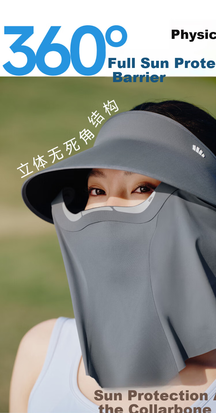 Beneunder Sun Protection Hat for Women and Men with Magnetic Sunshade Face Mask, Full Face and Neck Sunshade, Black Open-Top Sun Hat 3