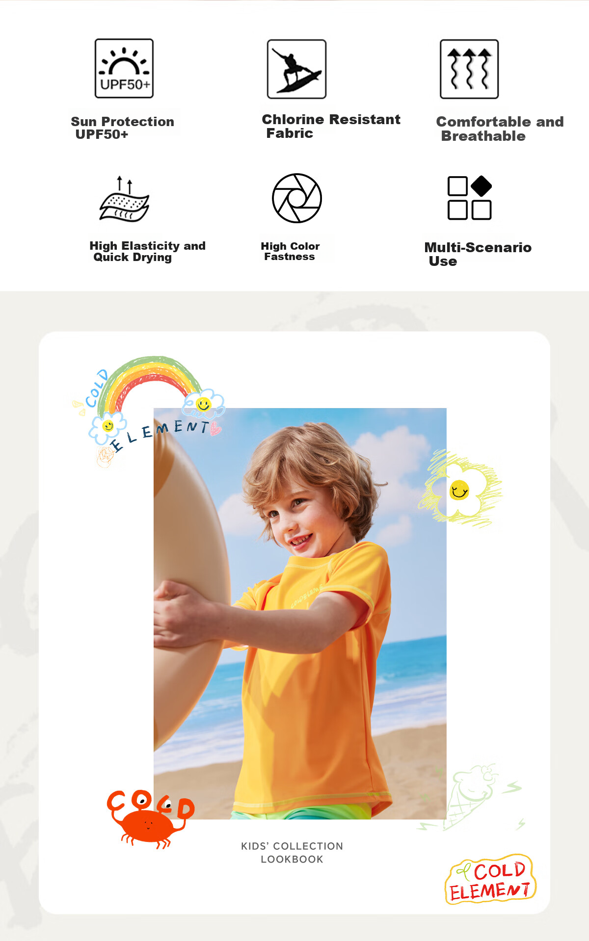 Cold Element Kids Two-Piece Swimwear Boys Quick-Dry Short Sleeve Summer Large Children Swimsuit New Arrival 4