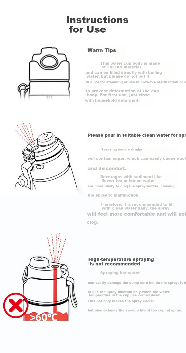 Fuquan Spray Water Bottle Children's Middle School Student School Special Sports Water Bottle Summer with Scale Straw Spray Cup 2