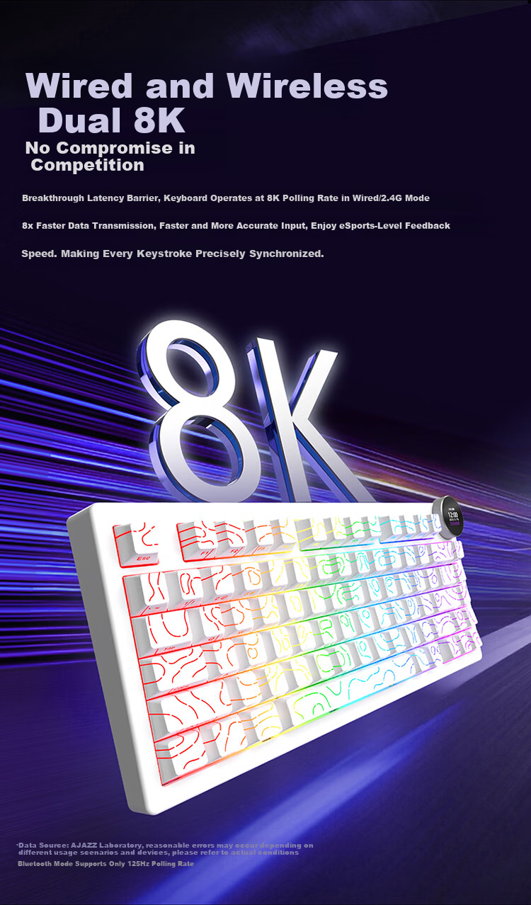 AJAZZ AK820V2 Wireless Mechanical Keyboard Wired/2.4G/Bluetooth 81-Key Hot-Swappable Gasket Gaming 10000mAh Coconut Axis Original Black Gray Yellow 4