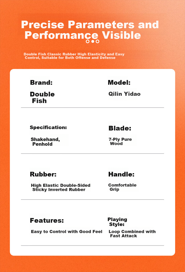 DOUBLE FISH Penhold and Shakehand Beginner Training Student Youth High Elasticity Sponge Table Tennis Paddle Competition Racket 12