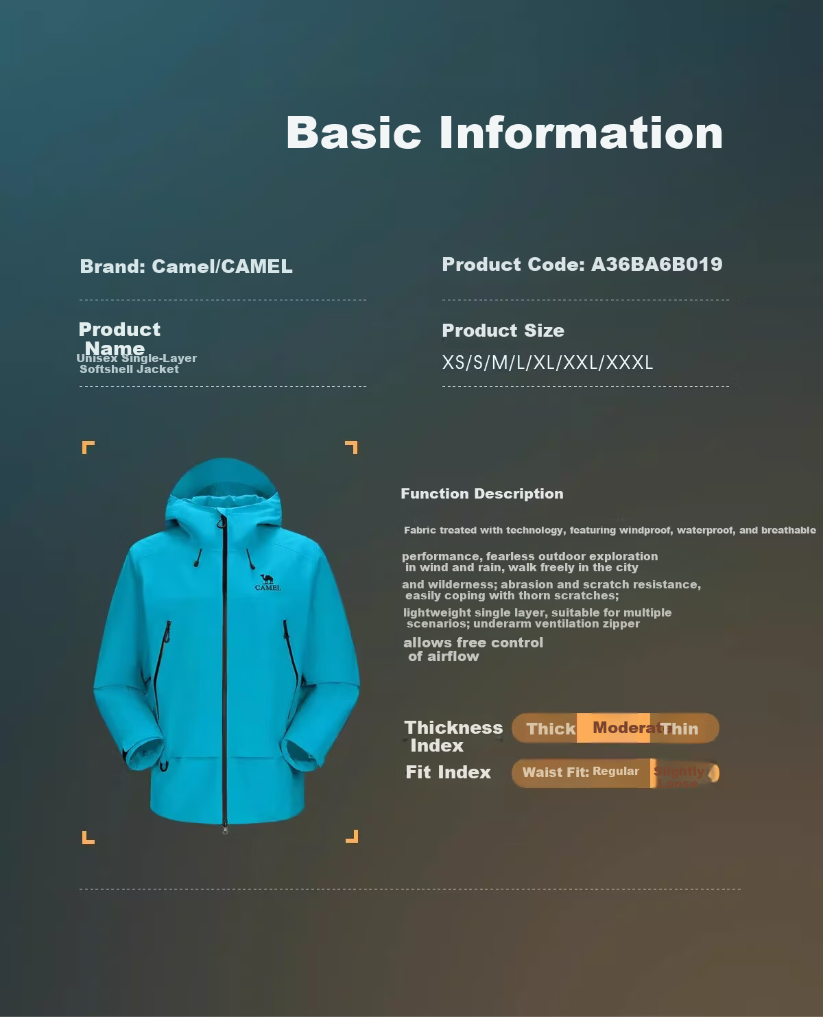 CAMEL Zhangjiajie Qixing Mountain Outdoor Challenge Edition Color Shell Waterproof Hard Shell Jacket for Men 11