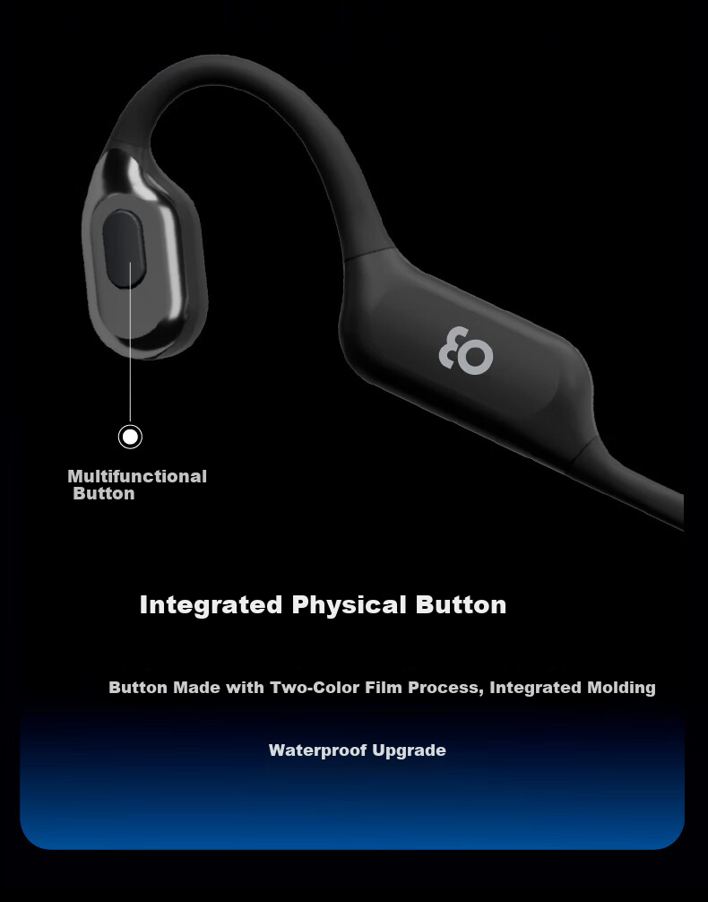 Guling New W80 Professional Bone Conduction Swimming EO Earphones Ear-Hook Sports Running Open Wireless Bluetooth In-Ear Waterproof Compatible with Apple Huawei Feisha Black 8