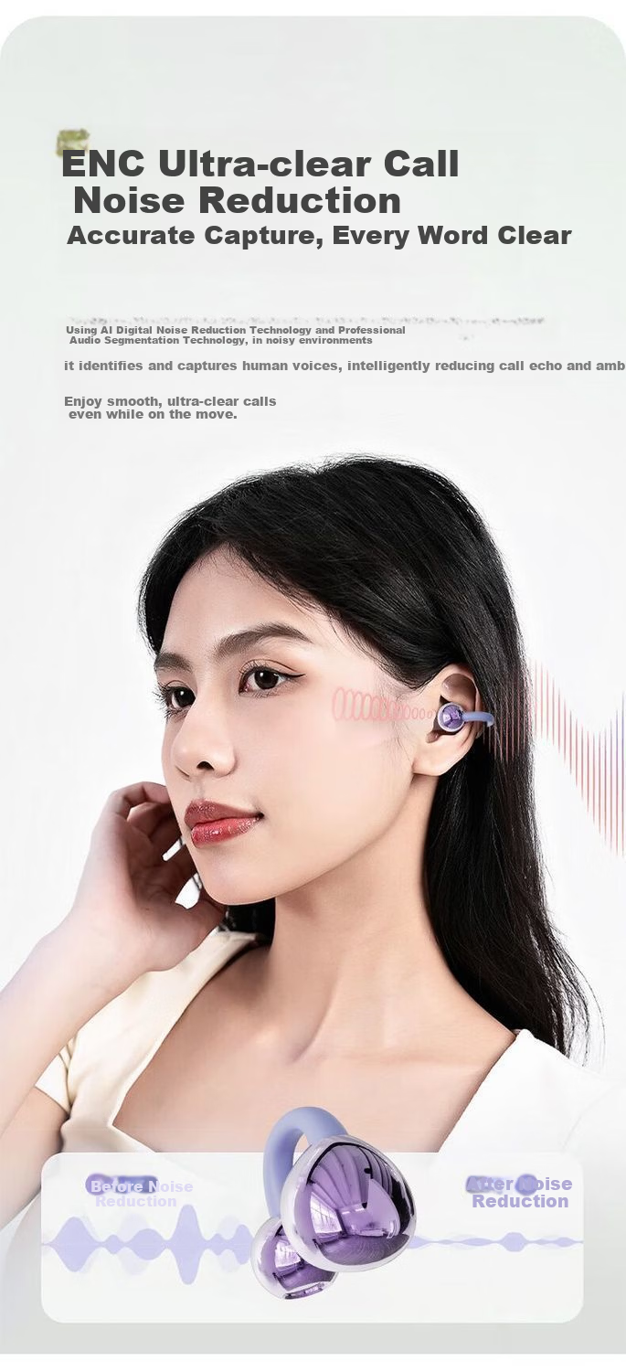 Haiyinlv Q30 [4 Earphones + Exquisite Earrings] 2026 New Clip-On Sleep Wireless Bluetooth Earphones Long Battery Life High-Quality Sound Sports Running Low Latency Universal Skin Color 17