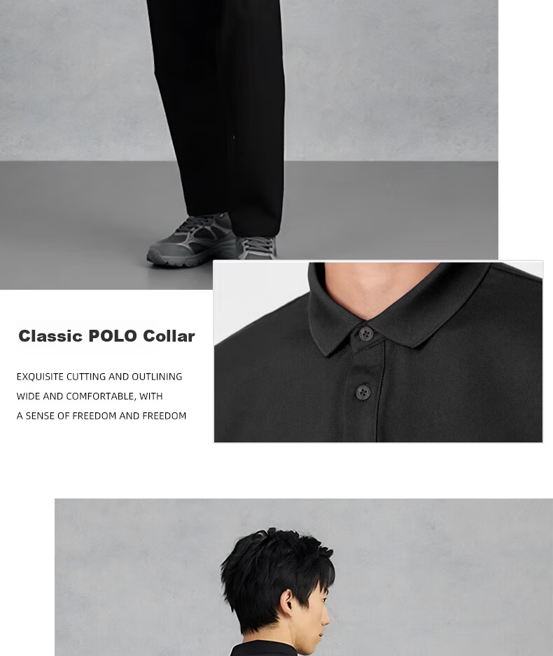 Li-Ning Polo Shirt Short Sleeve for Men, 2025 New Style T-Shirt, Summer Quick-Dry Collared Sports Business Wear, Customizable Black 5