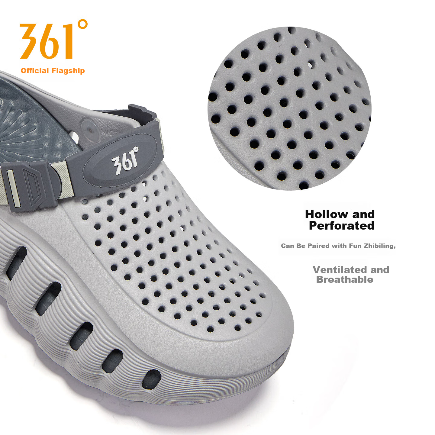 361° Men's Sport Sandals Thick Sole Outdoor Non-Slip Breathable Closed-Toe Beach Slippers