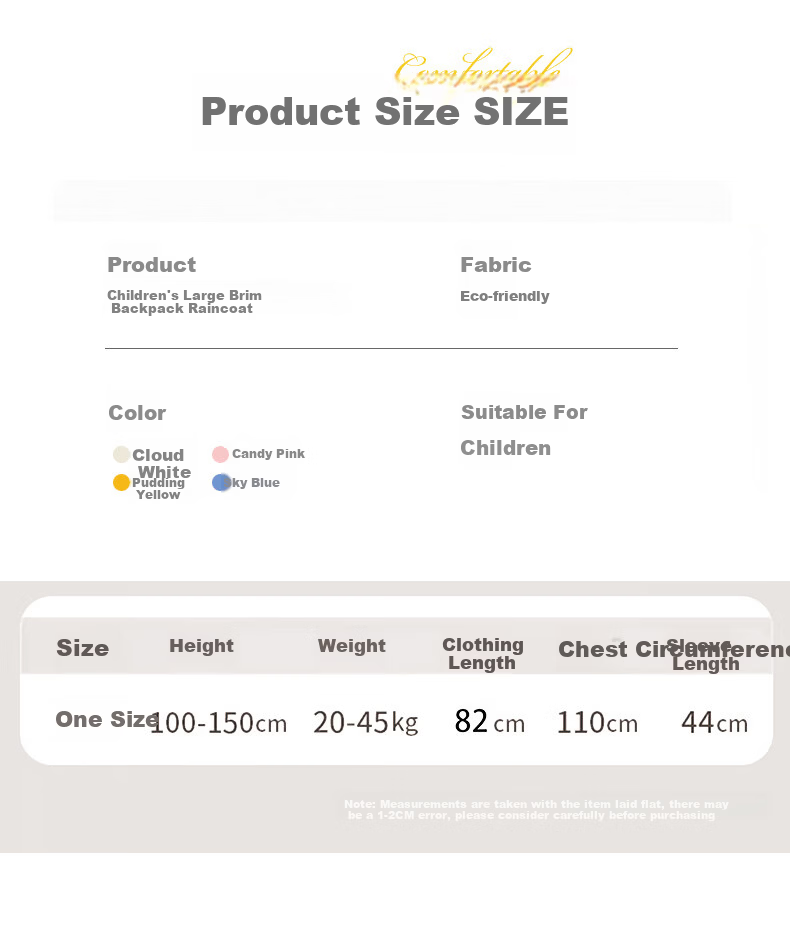 Yucheng 2026 New Disposable Children's Raincoat for Primary School Students with Backpack Slot, Long Thickened Portable Travel Raincoat 16