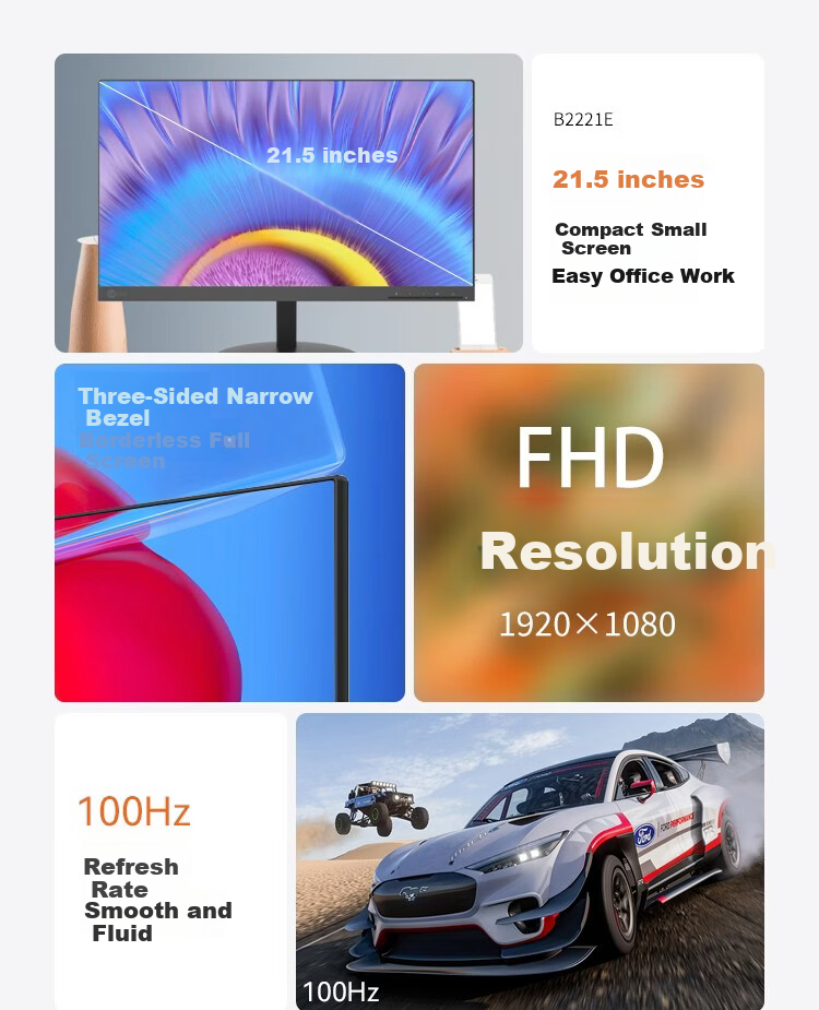 Lecoo Lenovo Laikuo Monitor 24.5-inch 75Hz Low Blue Light Flicker-Free HDMI+VGA Ports Wall-Mountable Computer Office Display B2561E-2 2