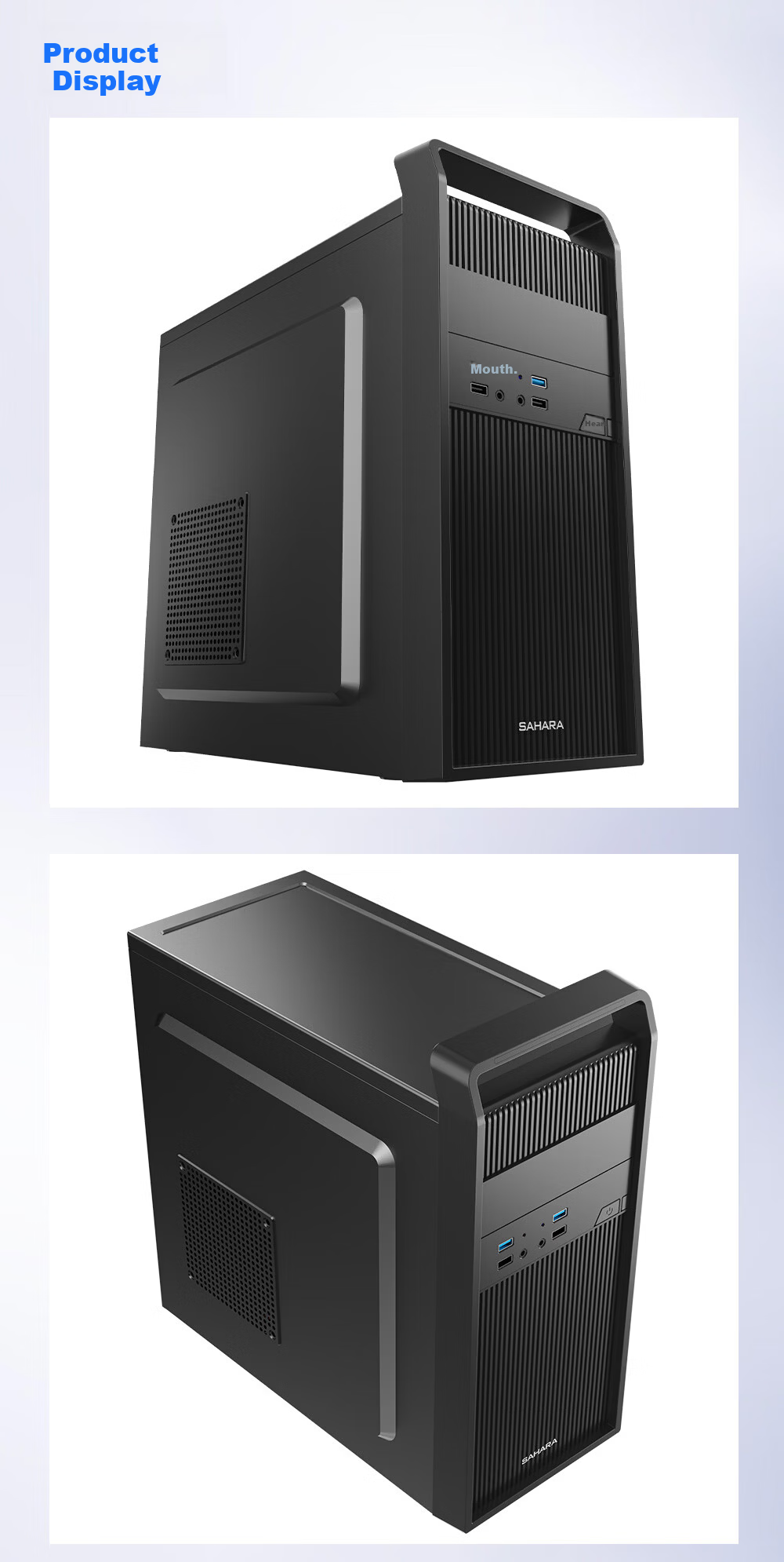 SAHARA Sahara Shangyue S3 Desktop Computer Case Home Office Business Portable Mini Silent Chassis Supports ATX Motherboard 2 Fan Slots 11
