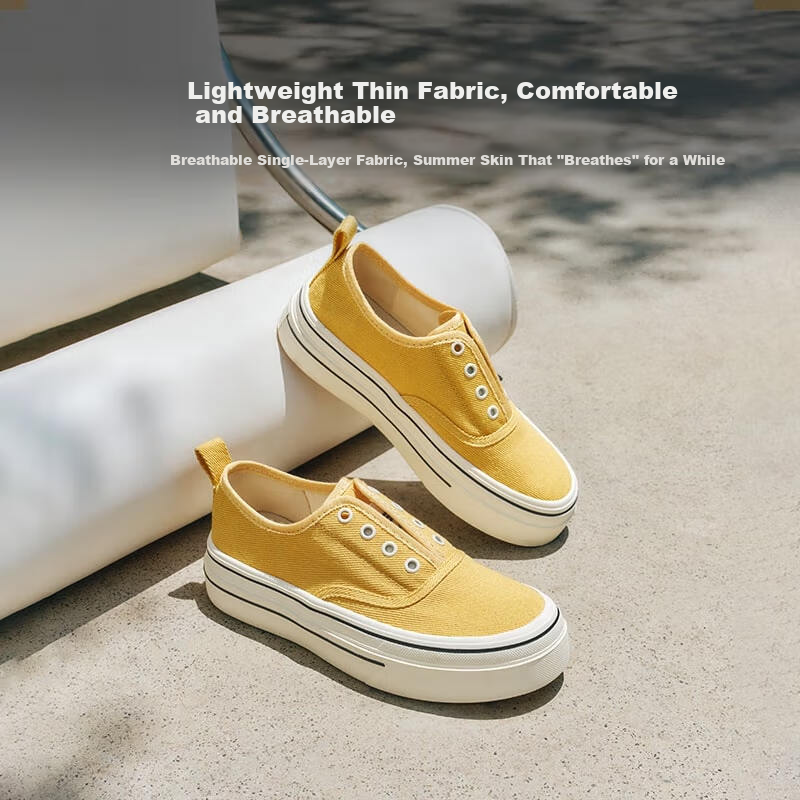 Belle Navigator Canvas Shoes Autumn Thick Sole Slip-On Casual White Women's Shoes B2699CM5 Brown Size 36