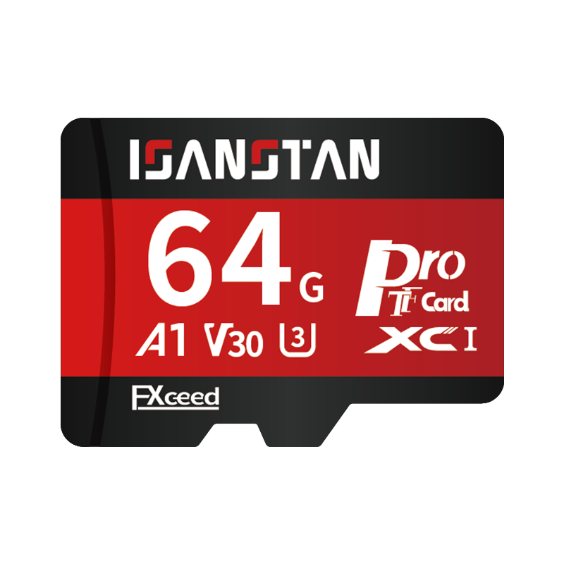 ISANSTAN 64GB Storage Card for DJI Action4/5 PRO High-Speed Memory Card for Pocket3/6 Sports Camera 4K Recording U3 V30 TF Card