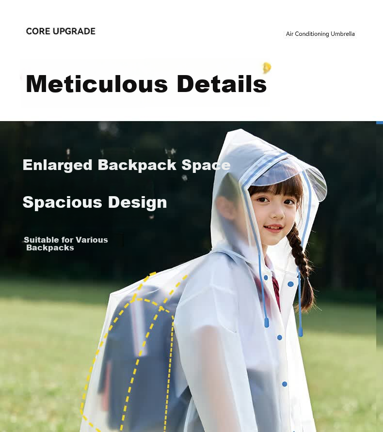 Yucheng 2026 New Disposable Children's Raincoat for Primary School Students with Backpack Slot, Long Thickened Portable Travel Raincoat 14