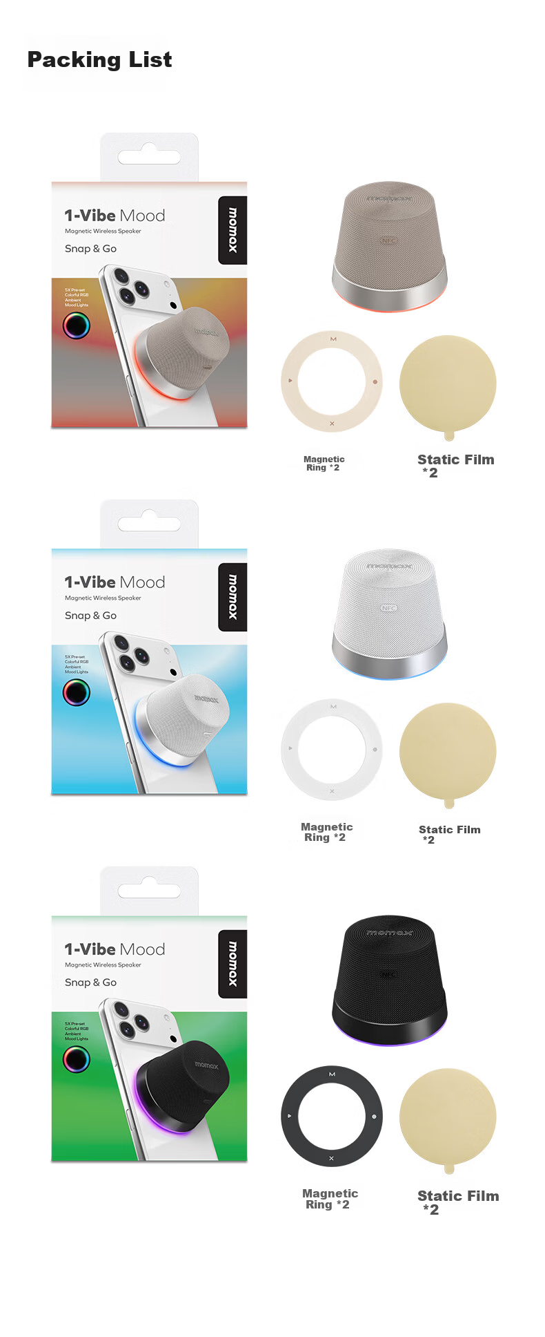 MOMAX Waterproof Magnetic Bluetooth Speaker Portable Mini Wireless High-Quality Sound Music Player for Bathroom Home Indoor Outdoor Desktop Gift for Couples 9