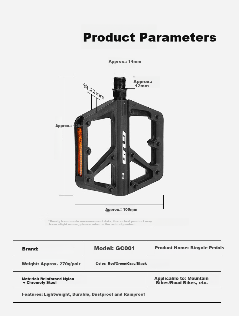 GUB Bicycle Pedals Dual DU Road Mountain Bike Non-Slip Cycling Accessories Parts 10