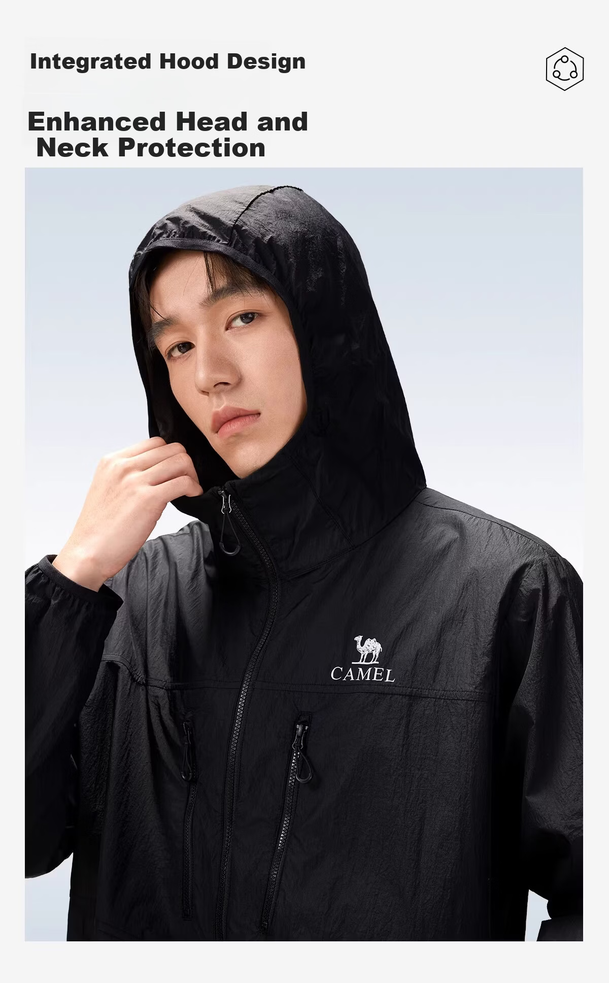 CAMEL Outdoor Sun Protection Jacket 2026 Spring Summer New Men's Breathable UV Protection Water-Repellent Sports Coat O018 9