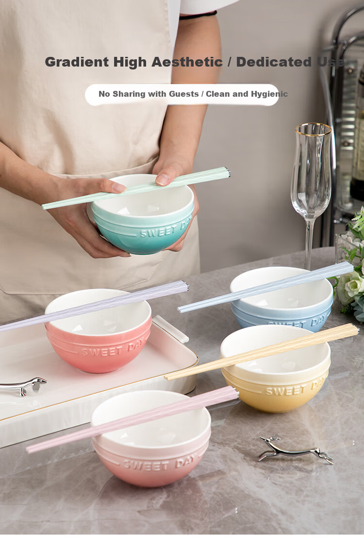 Banwu Life Ceramic Bowl and Chopsticks Set, Single-User High-Quality Underglaze Color Tableware, Personal Bowl and Chopsticks 5