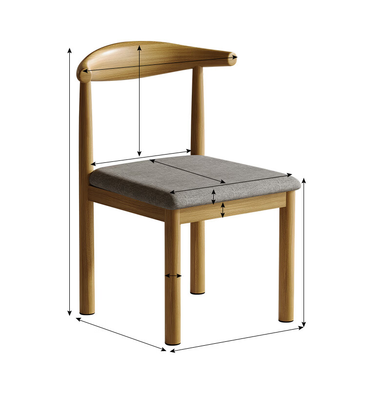 Yupin Dining Table and Chair Small Apartment Dining Table Imitation Wood Rental Apartment Restaurant Iron Bullhorn Dining Chair CY166 Natural Wood Color Single Piece 19