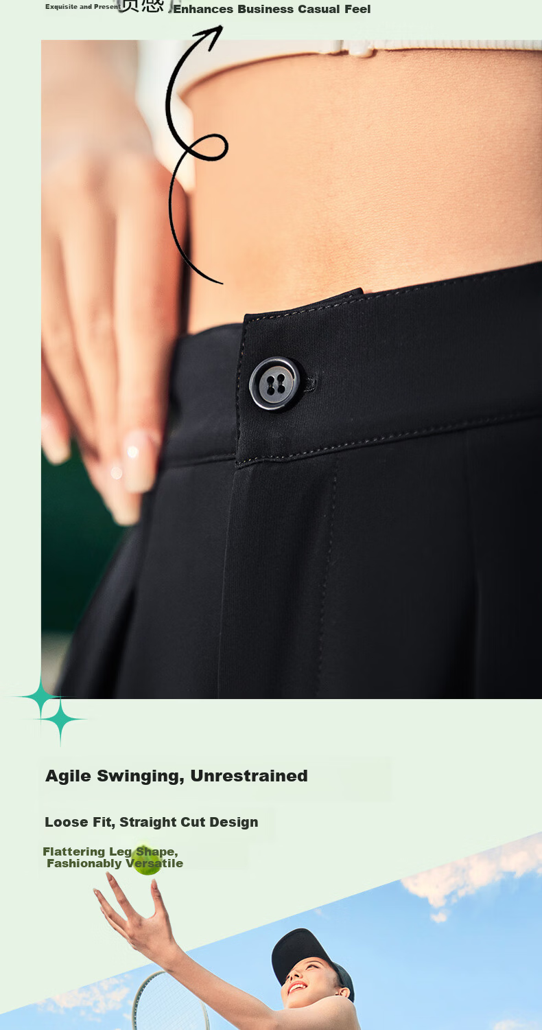 ERKE Women's Summer Sports Pants Ice Cooling Breathable Loose Straight Outdoor Casual Tennis Pants 4