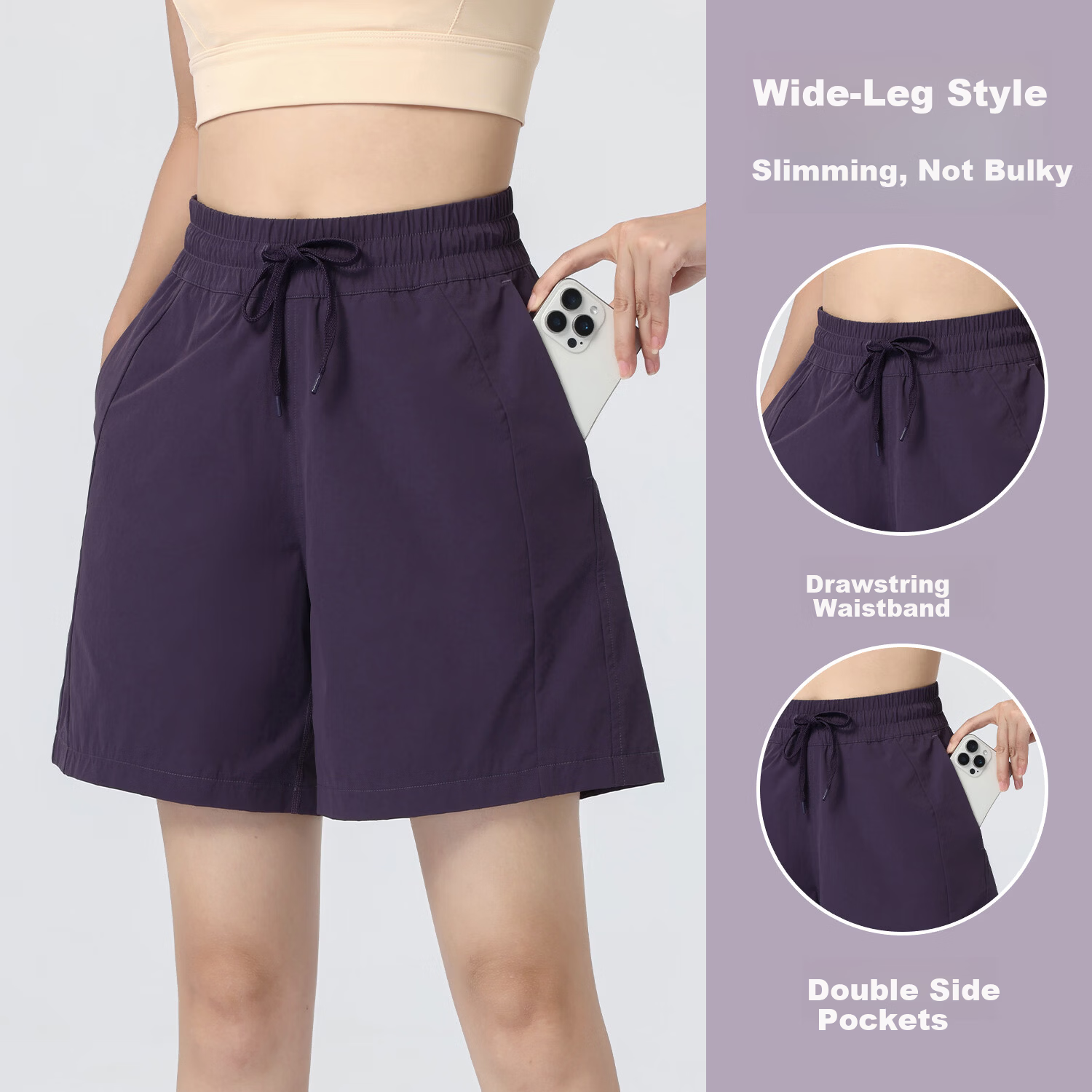 Baisirun Women's Outdoor Running Sports Shorts Quick-Dry Breathable Slim Fit Anti-Exposure High-Waist Five-Point Hot Pants