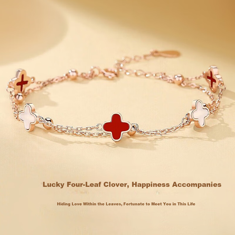 ALLOVE Four-Leaf Clover Sterling Silver Bracelet for Women 2026 New Jewelry Birthday 520 Valentine's Day Gift for Girlfriend Wife
