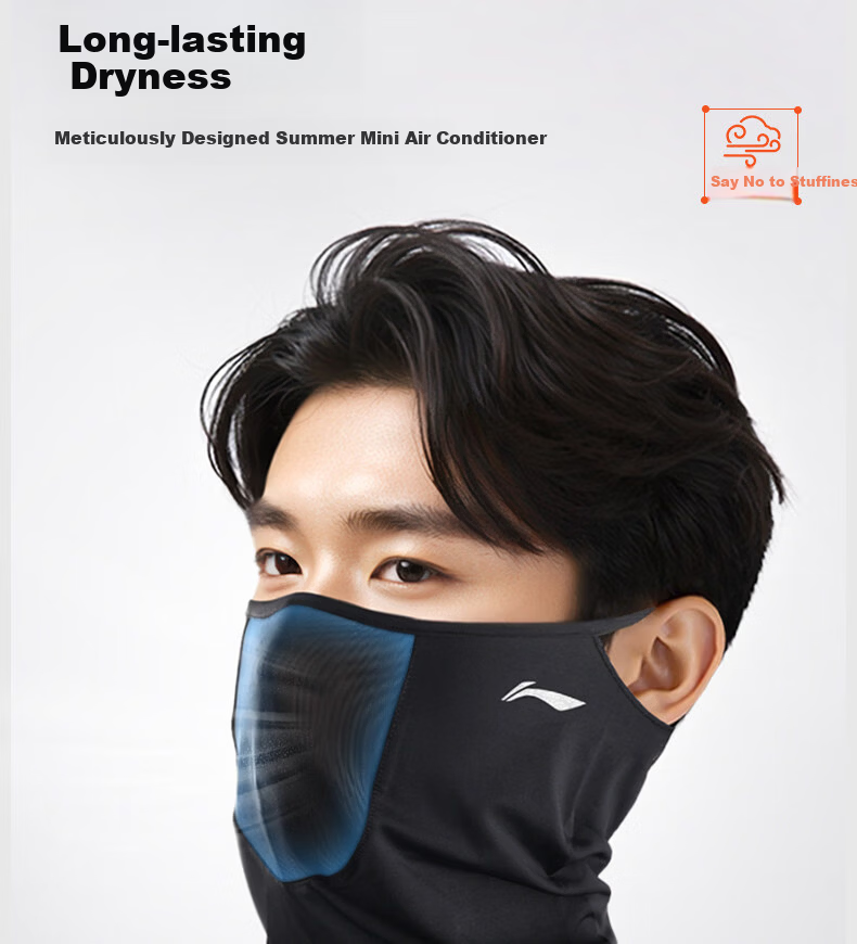 Li-Ning Unisex Sun Protection Face Mask UV Protection Ear-Hook Cycling Summer Ice Silk Mask Neck Gaiter Windproof Dustproof Scarf 9
