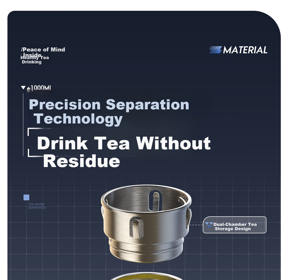 NRMEi Insulated Large Capacity Men's Tea Separation Titanium Coated Inner Liner Portable Car Office Water Bottle 13