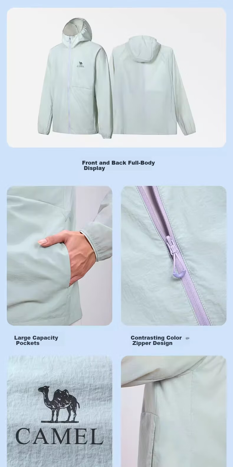 CAMEL Outdoor Original Yarn Sunscreen Jacket Women 26 Spring Summer New High Breathability Water-Repellent Durable Lightweight Coat Unisex 9001 20