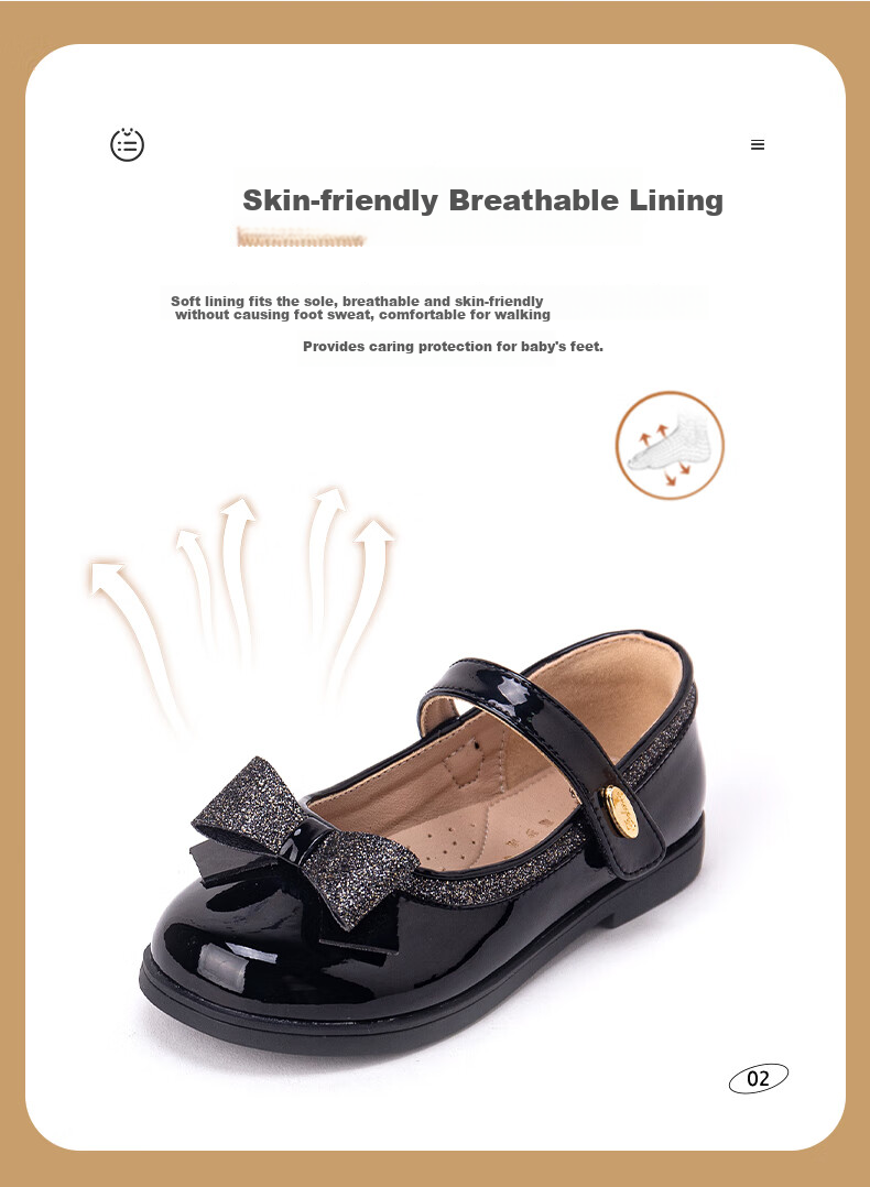 Fulomi Girls' Leather Shoes Children's Princess Mirror Soft Sole Performance Shoes Children's Single Square Toe Leather Shoes Shadow Black Size 29 7