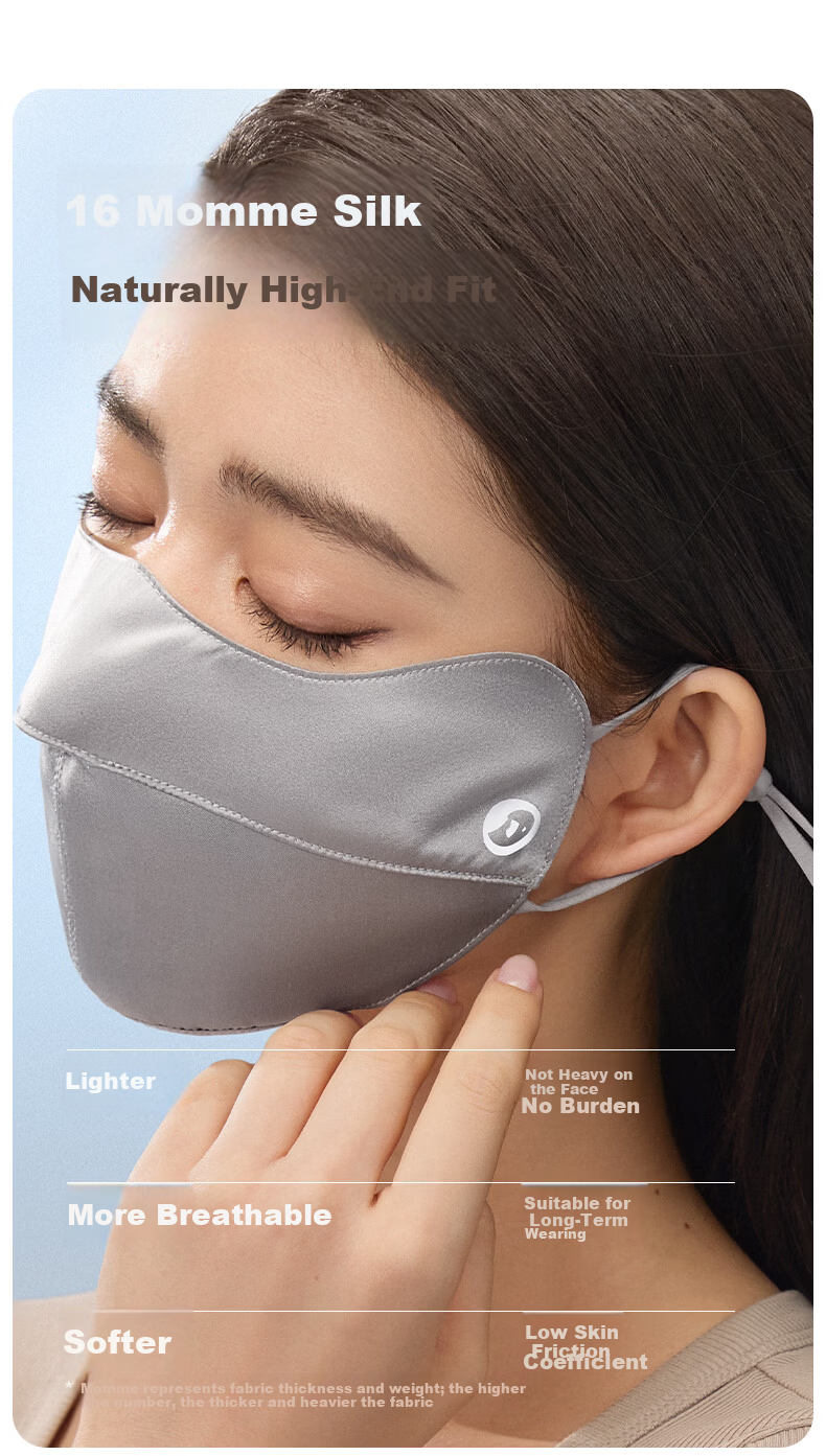 Ono Kazuko Silk Sun Protection Mask Mulberry Silk Eye Corner UV Protection Skin-friendly Medical Beauty Face Mask Pearl Powder 3