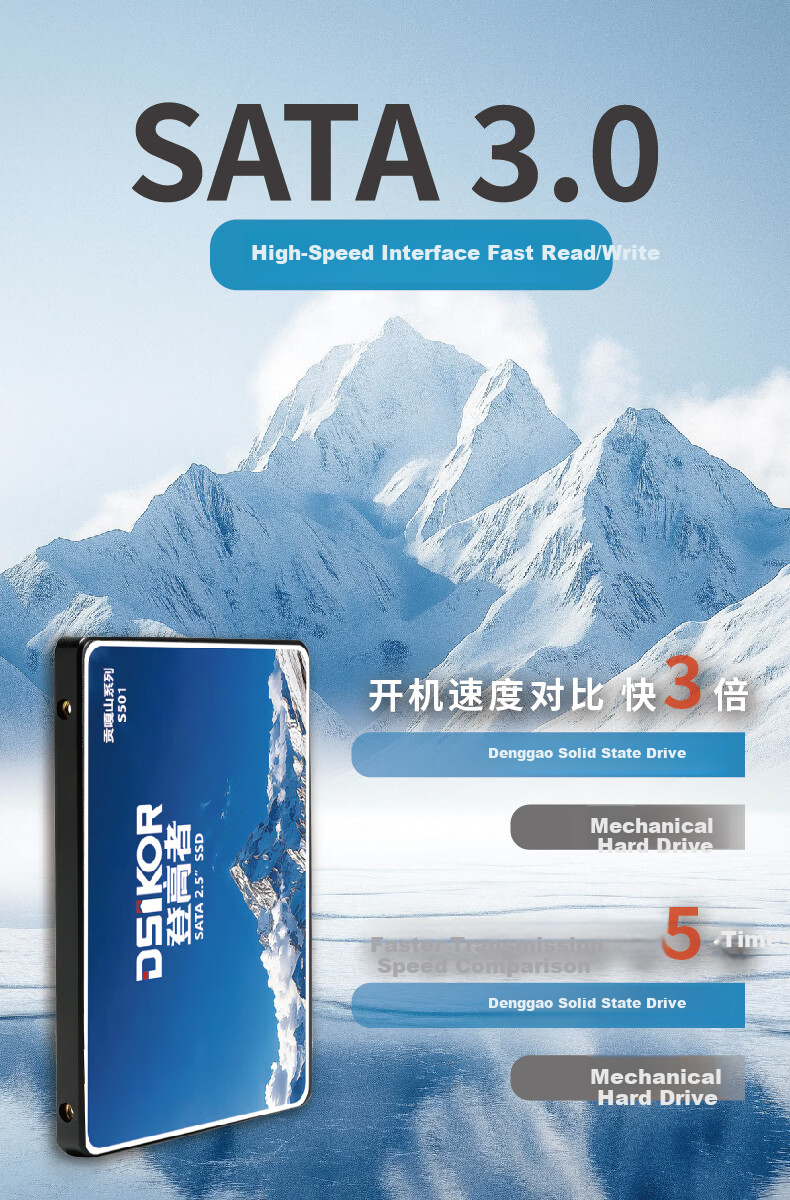 DengGaoZhe 1TB SSD Solid State Drive SATA3.0 High-Speed Premium Quality Chips 550MB/s Read Speed Desktop Laptop Storage Gongga Mountain S501 2