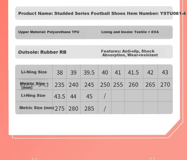 Li-Ning Football Shoes Studs Adult Men Women Children Qixie 3 Youth Primary School Professional Cleats White 43.5 21